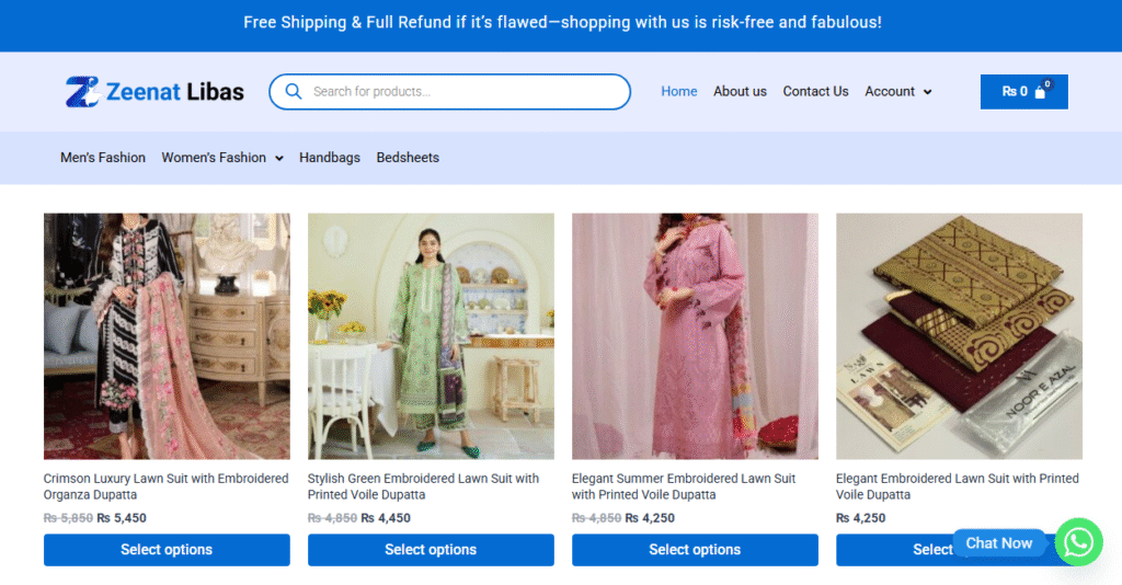Zeenat Libas Woocommerce Store